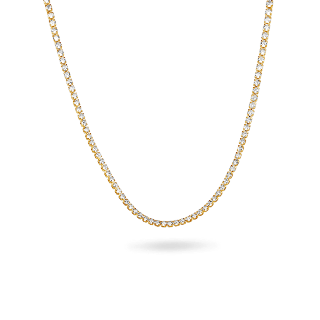 Amor Sui Adjustable Tennis Necklace Choker IceLink-ATL 14K Gold Plated  